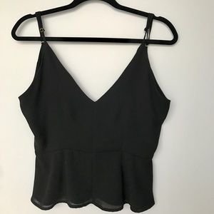 Black Peplum Cami, V Neck and V back